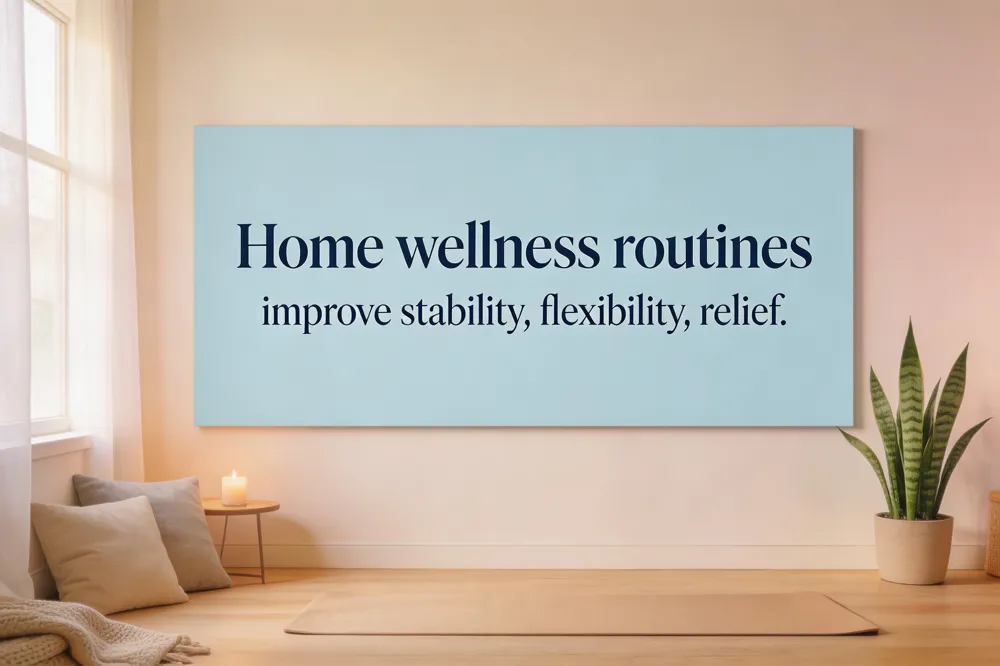 Specific home exercises (e.g., pelvic tilts, bird‑dog, McGill Big 3) enhance stability, flexibility and pain relief.