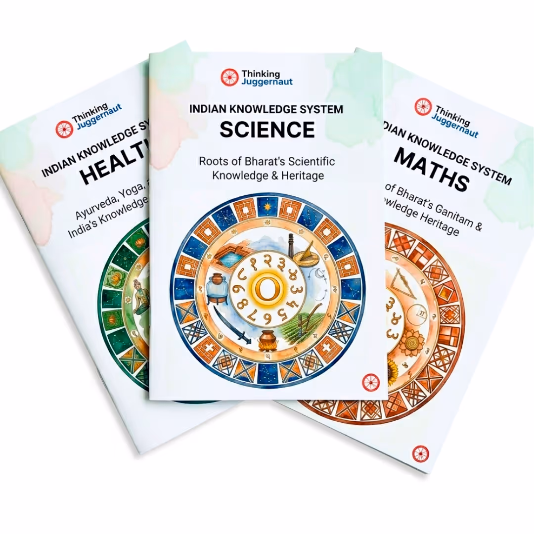 Three Thinking Juggernaut books titled Science, Maths, and Health in the Indian Knowledge System series.