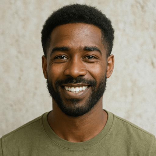 Uploaded casual selfie of a smiling man in a green shirt for AI headshot generation