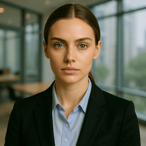 AI-generated business portrait of a professional woman in formal attire