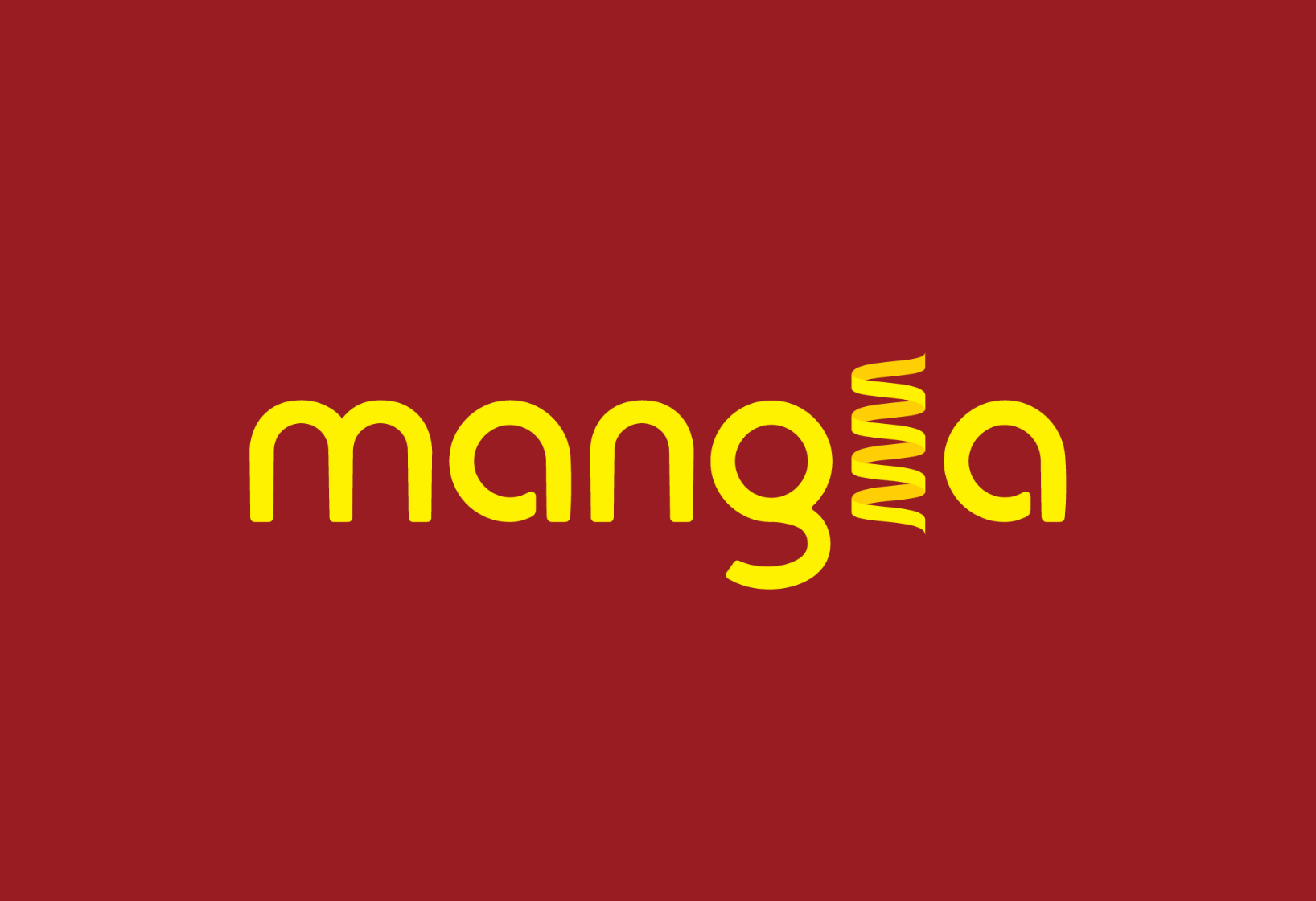 logo for Mangia on a red background