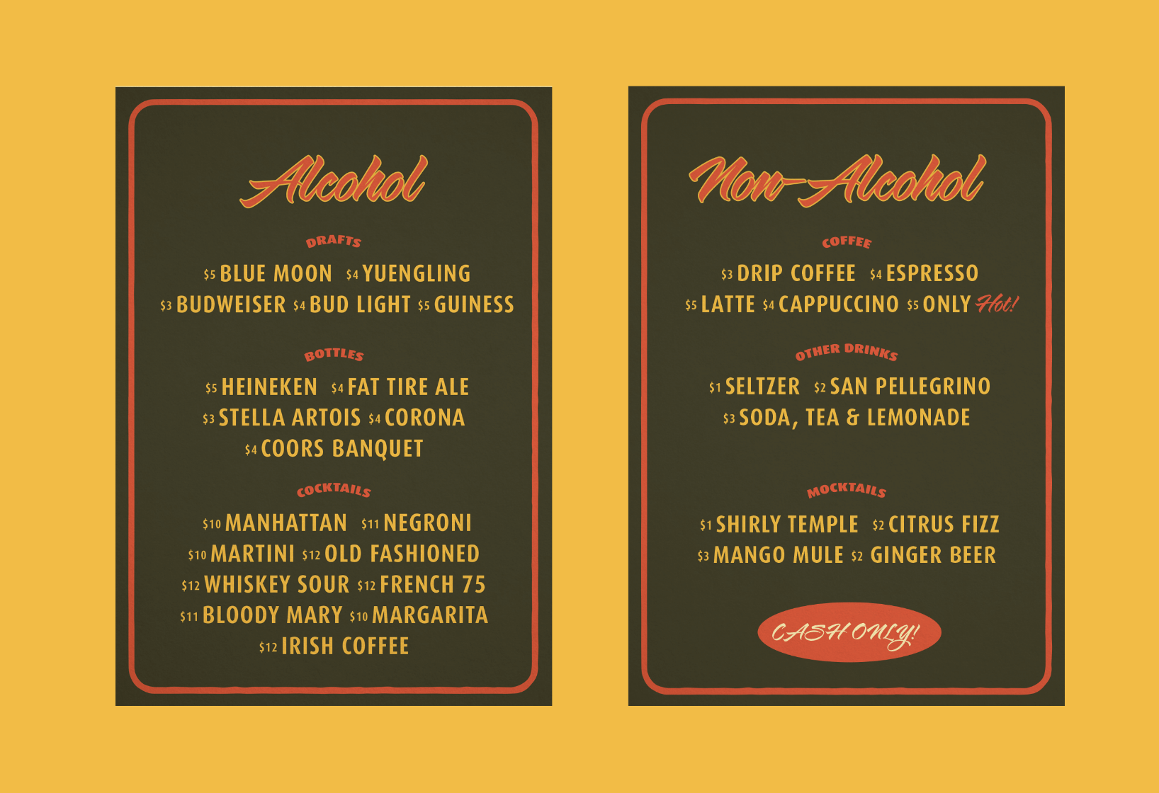 Requiem Room menu examples