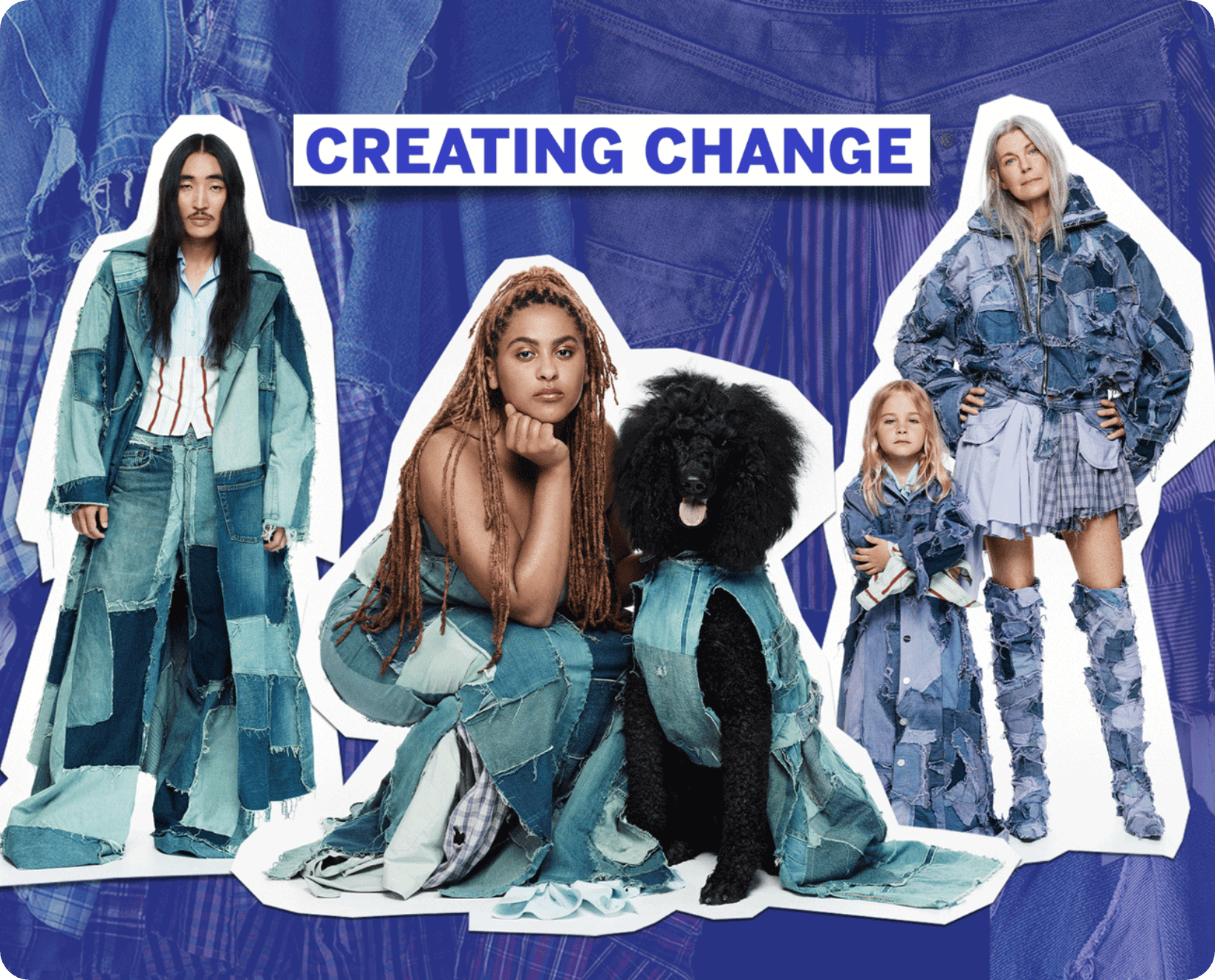 women wearing different denim outfits
