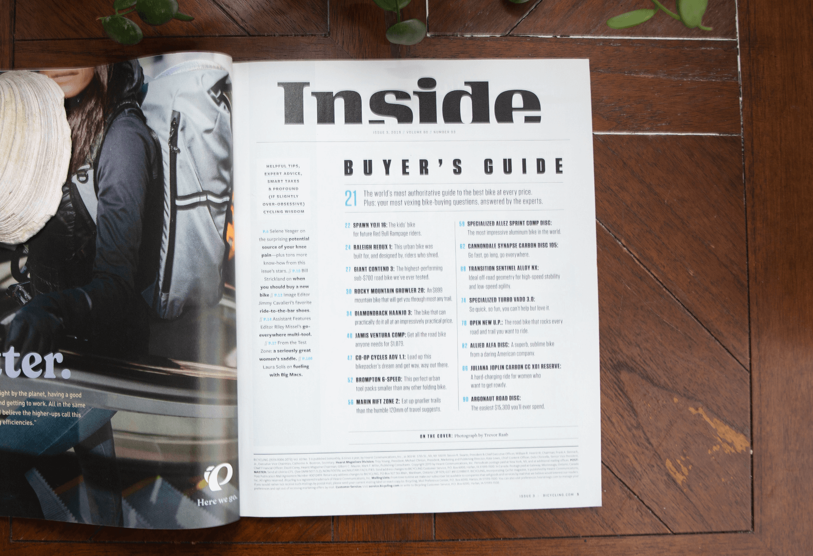 Table of Contents for Bicycling Magazine