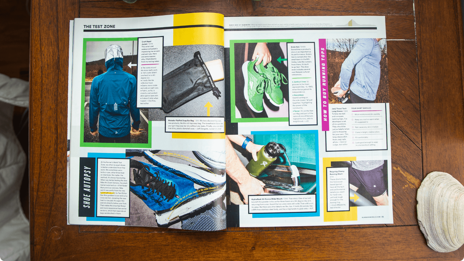 testing gear page for Runner's World Magazine