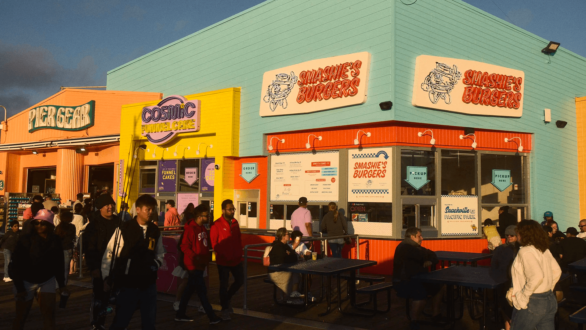 Snackville food court at the Santa Monica Pier