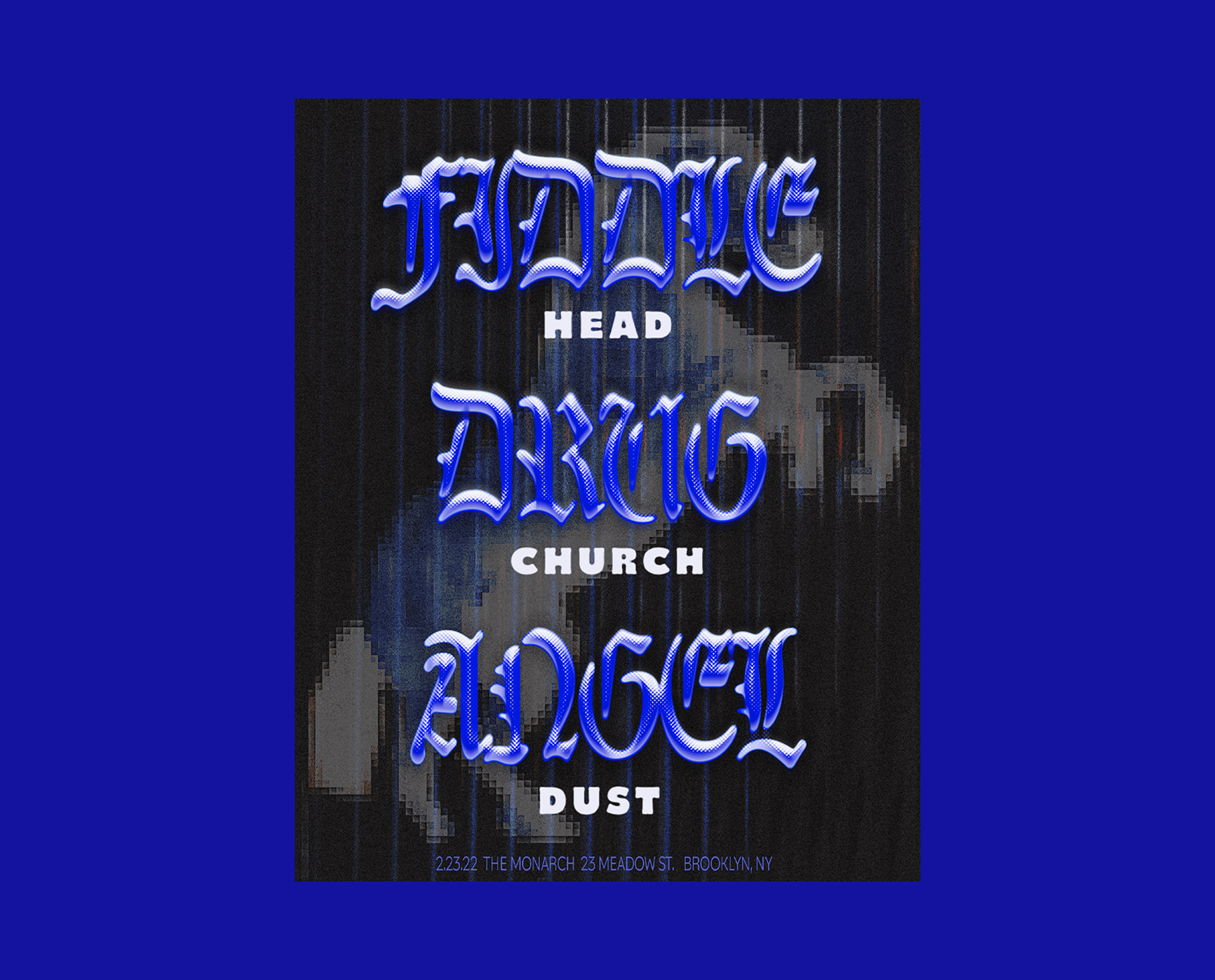 typographic poster in blue and black for Fidlehead