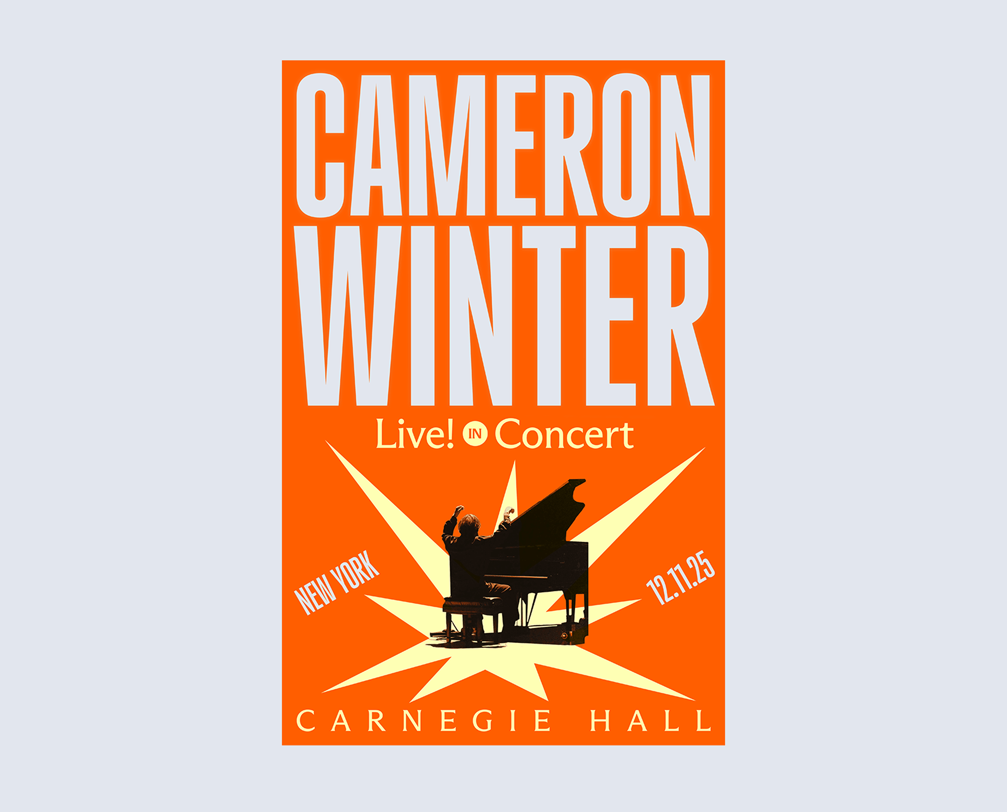 orange poster design for Cameron Winter concert