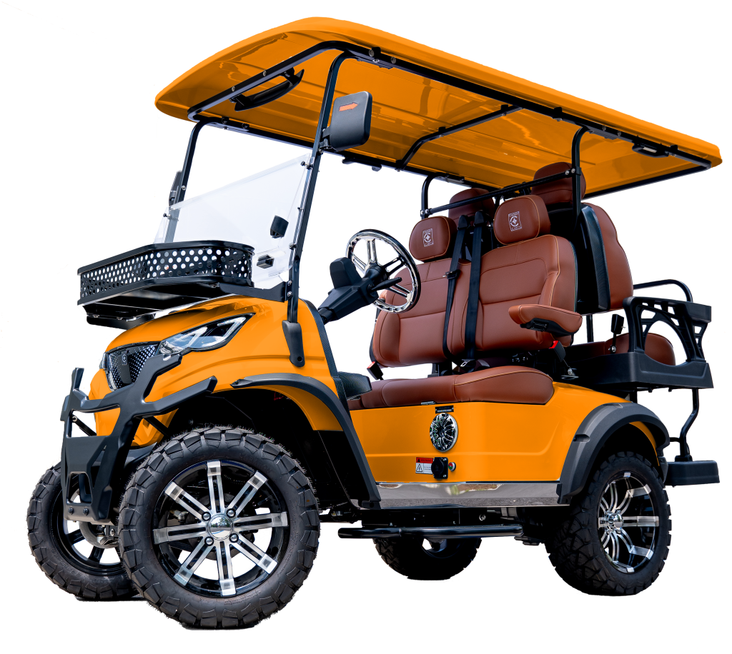 Conquest Cart A40 Series Limited Model 4 Seater Electric Golf Cart in Orange color
