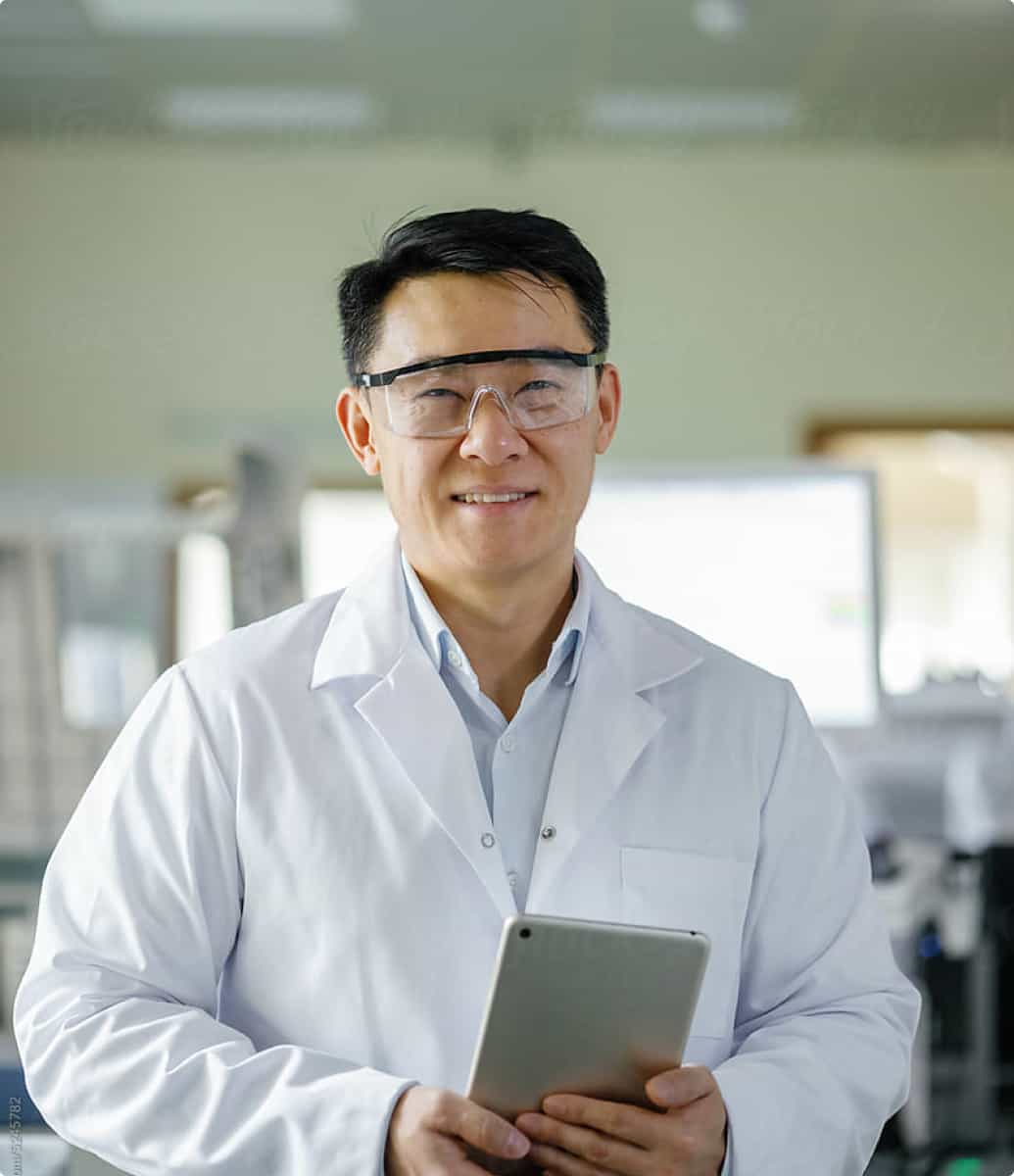 doctor with tablet