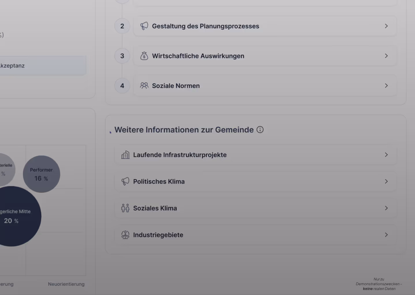 Screenshot aus der AVALY App mit einer Liste relevanter Kontextfaktoren.