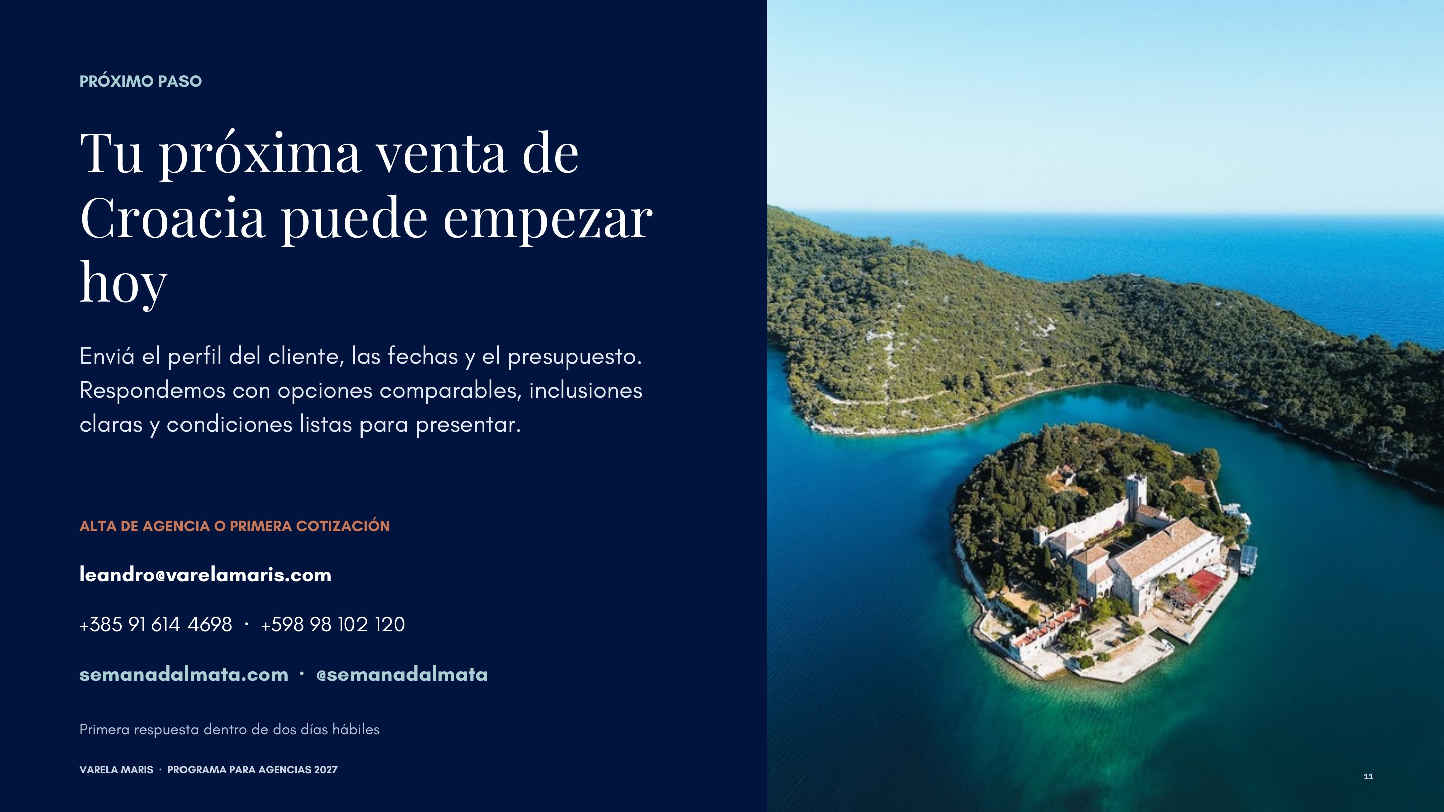 Presentación Semana Dálmata para agencias 2027, página 11 de 11