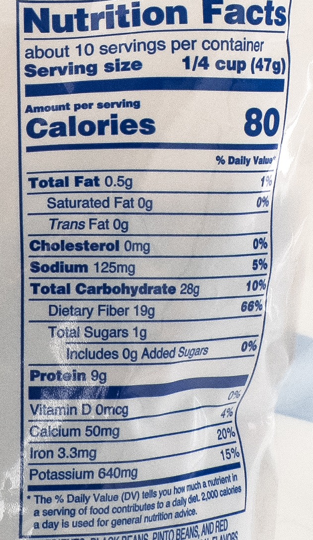 Nutrition facts for Dixie Lily Taco Soup Mix