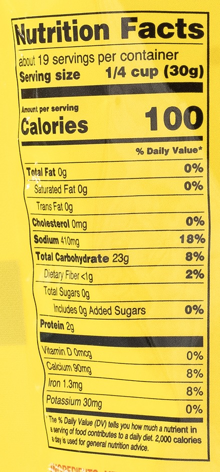 Nutrition facts for Dixie Lily Enriched Yellow Self-Rising Cornmeal