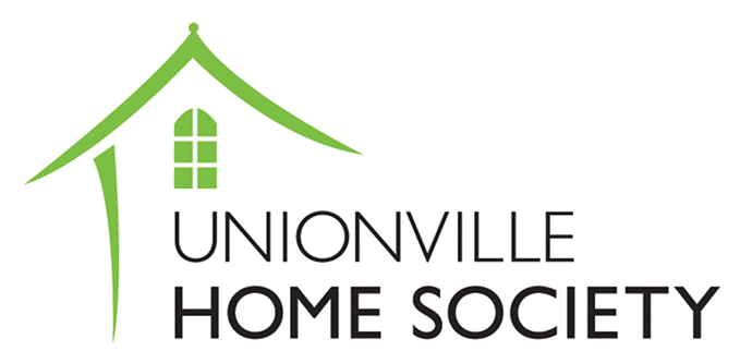 Logo of Unionville Home Society featuring a green stylized house roof and window above the text.