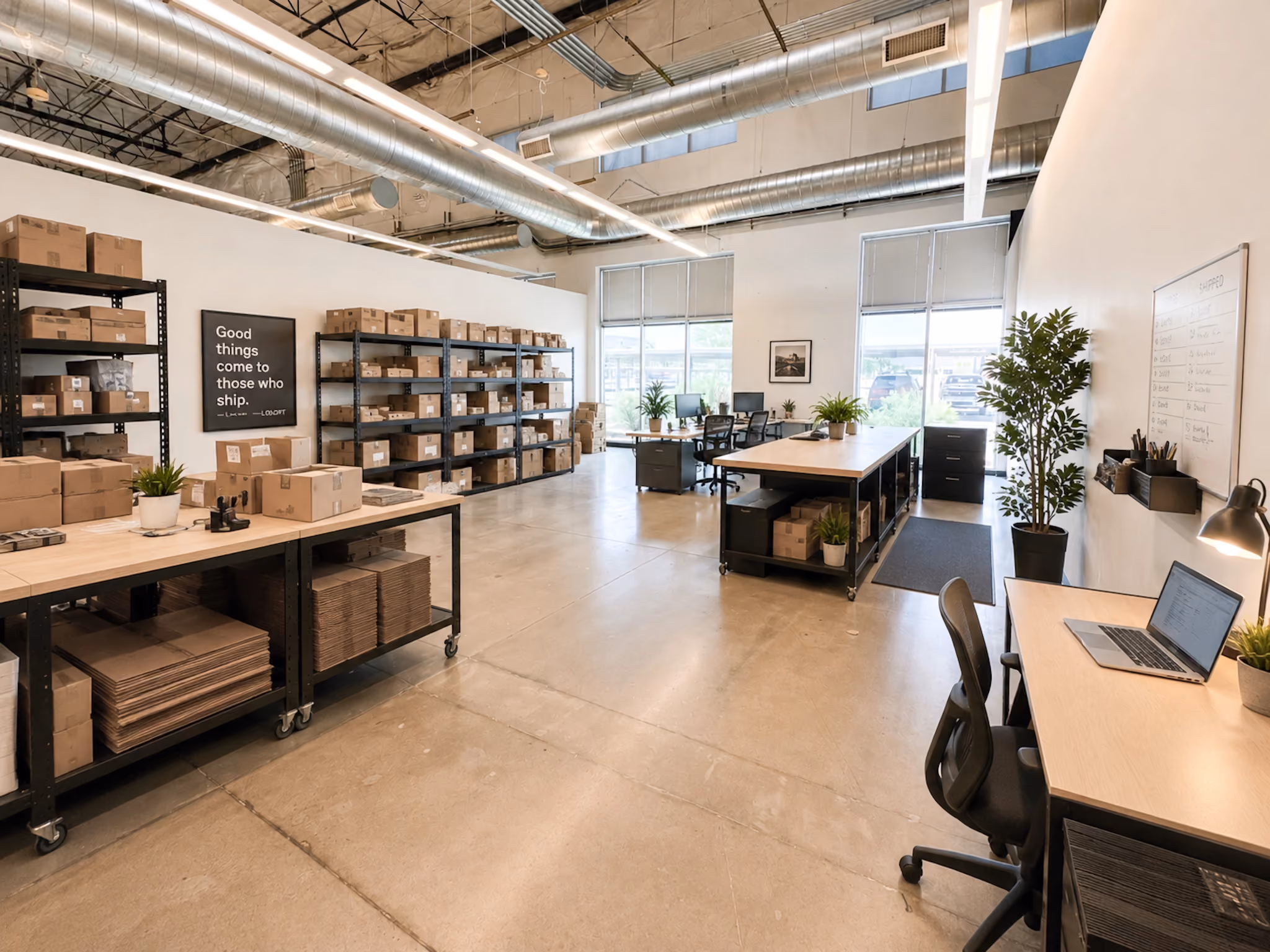 Loloft warehouse storage corridor with private units
