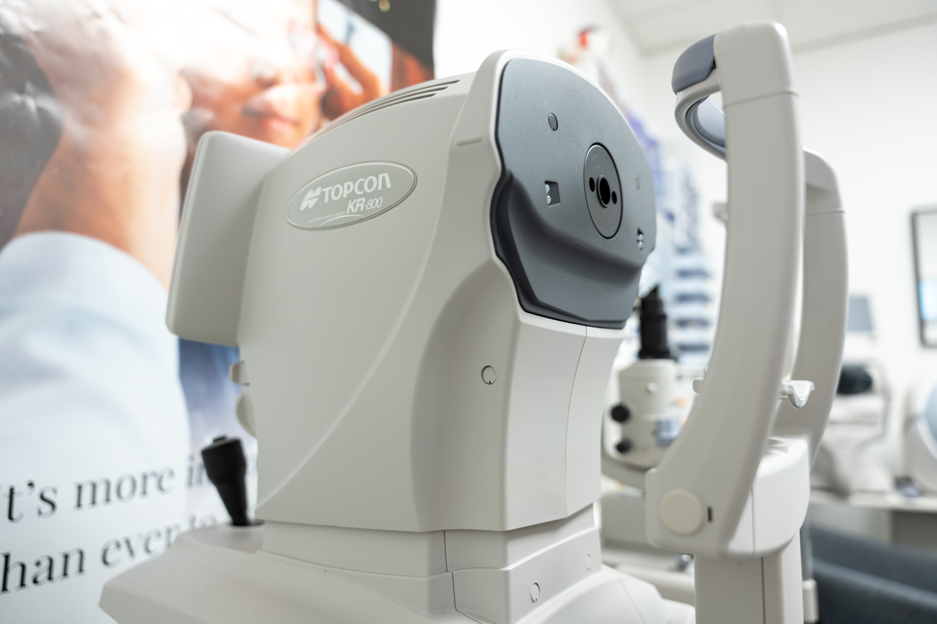 Topcon optical scanning equipment with camera lens at medical or optometry clinic