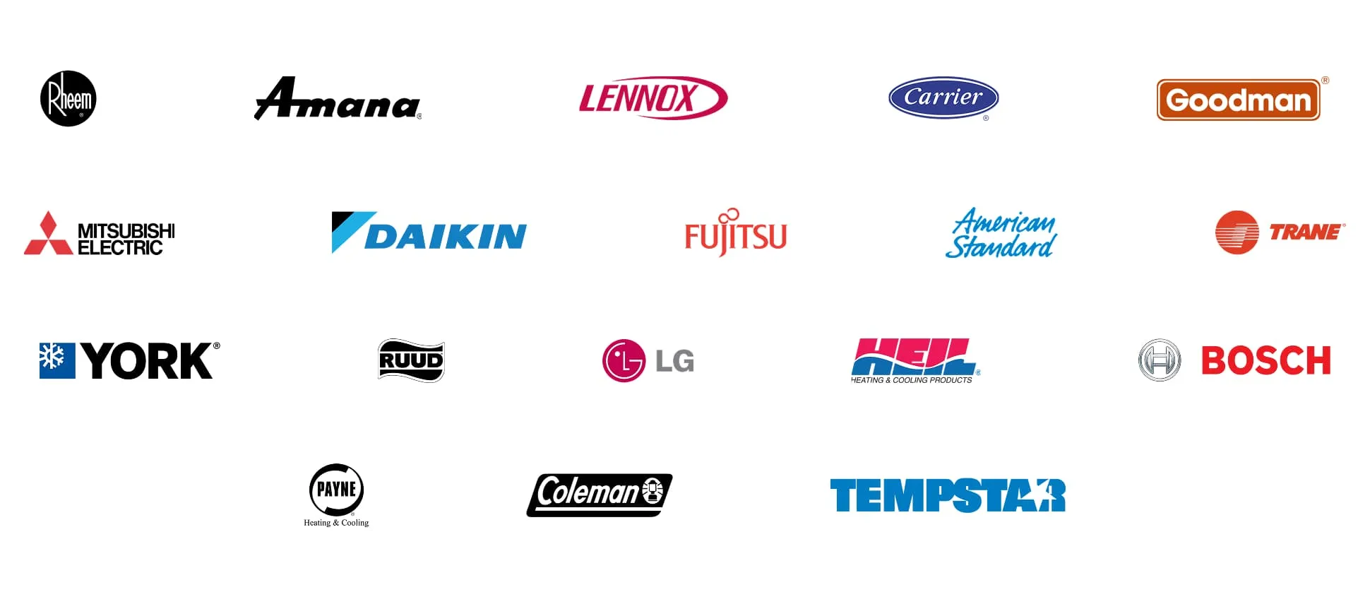 logos of hvac brands we repair