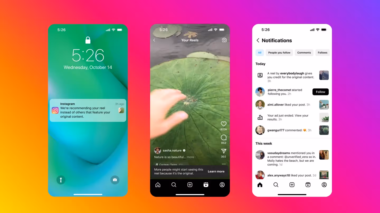 Instagram rewarding original content