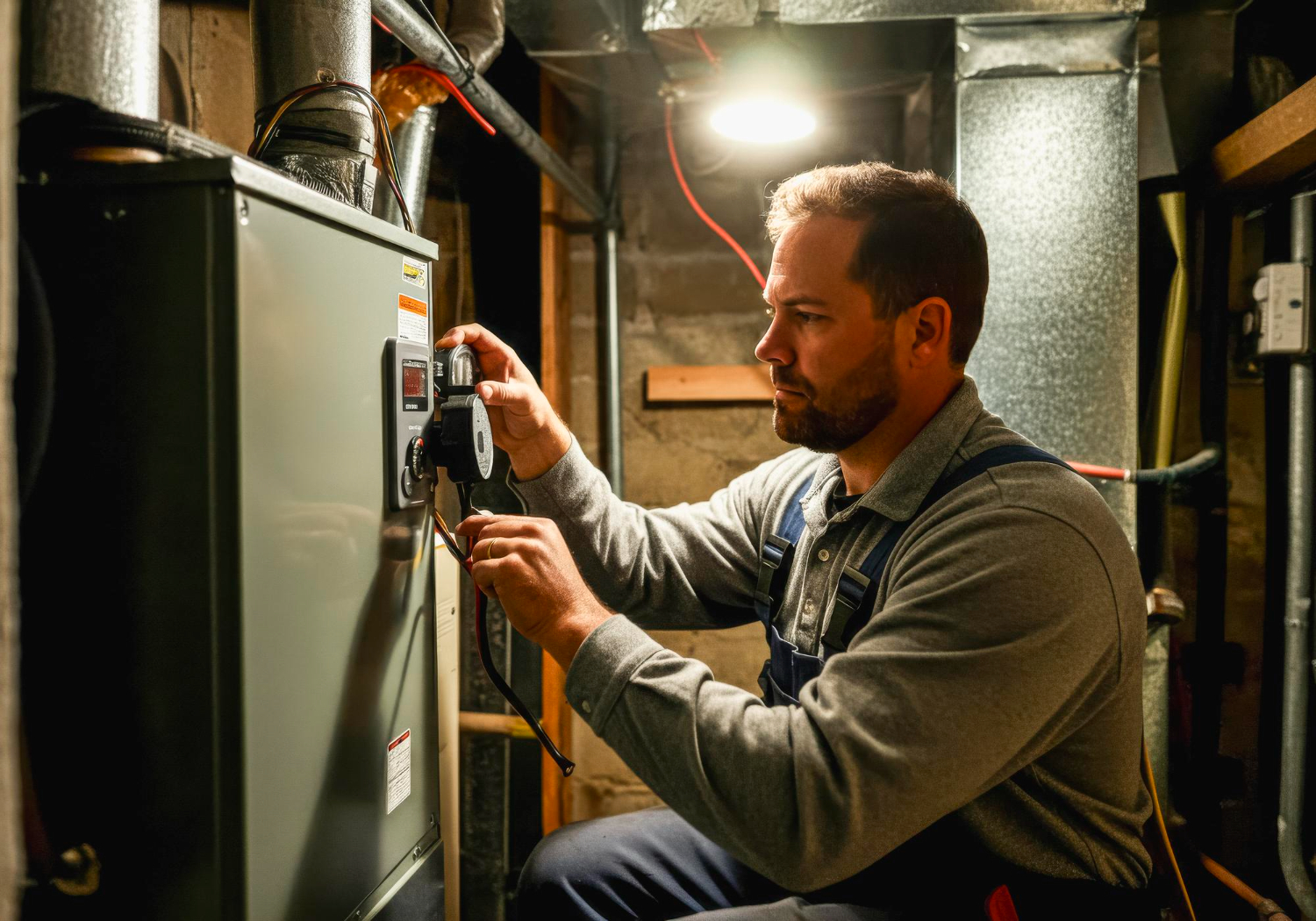specialist installing a furnace