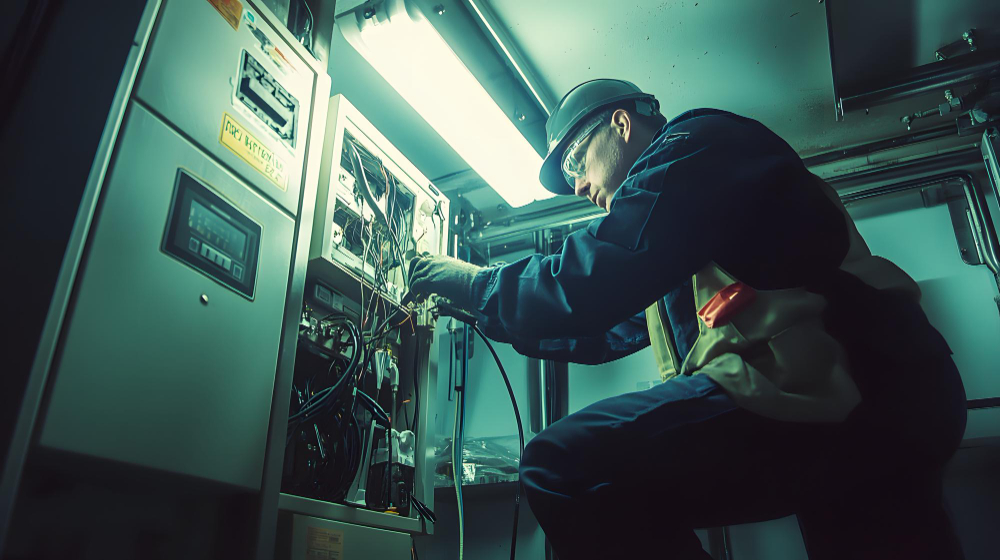 technician repairing electrical panel