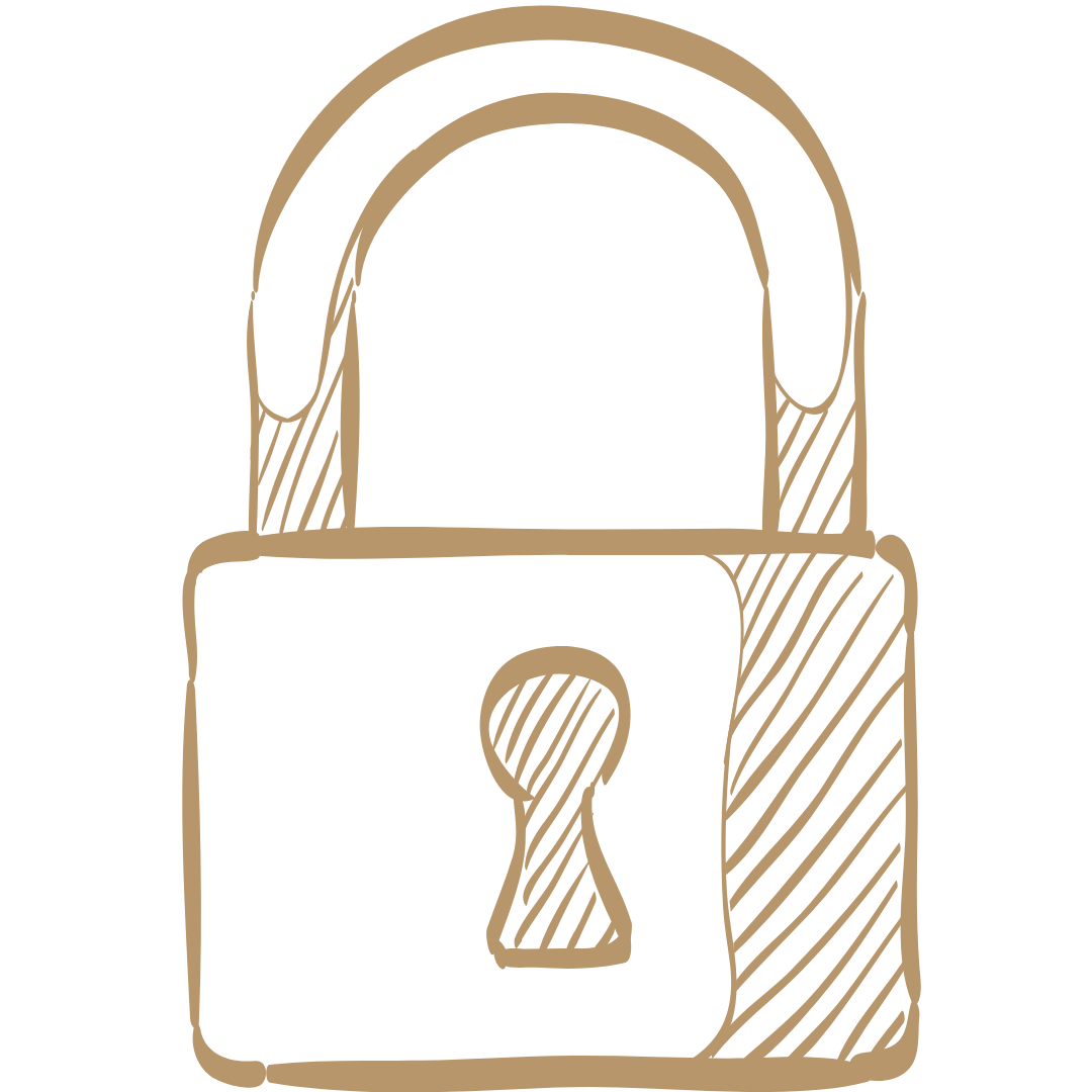 A fine line drawing of a padlock