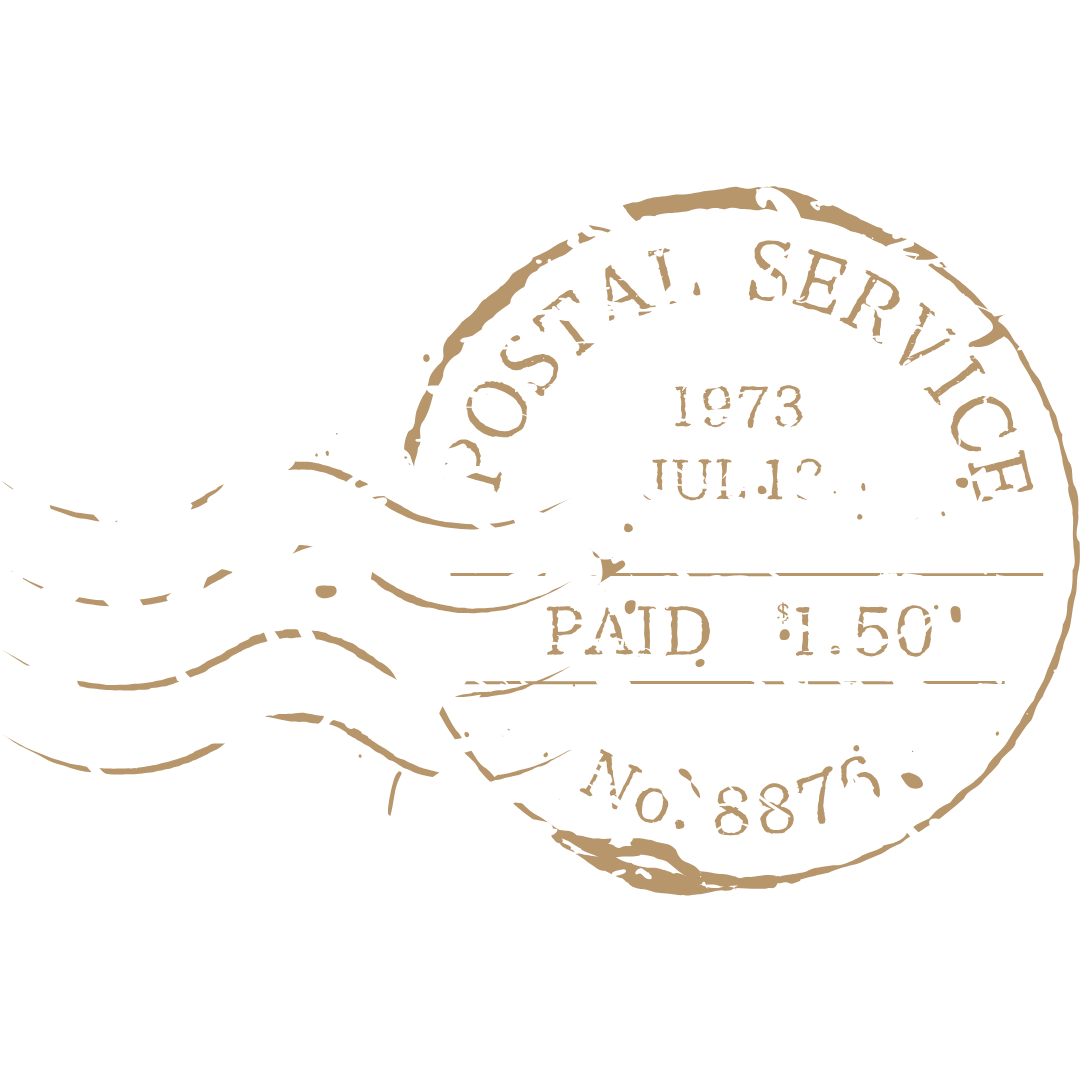 A fine line drawing of a postal service stamp