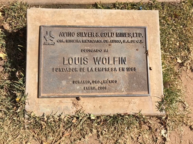 Louis Wolfin avino plaque