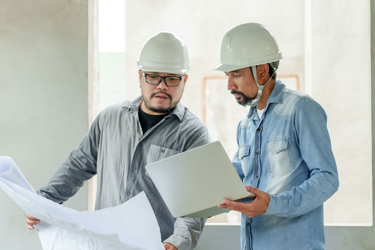 Contractor reviewing work 