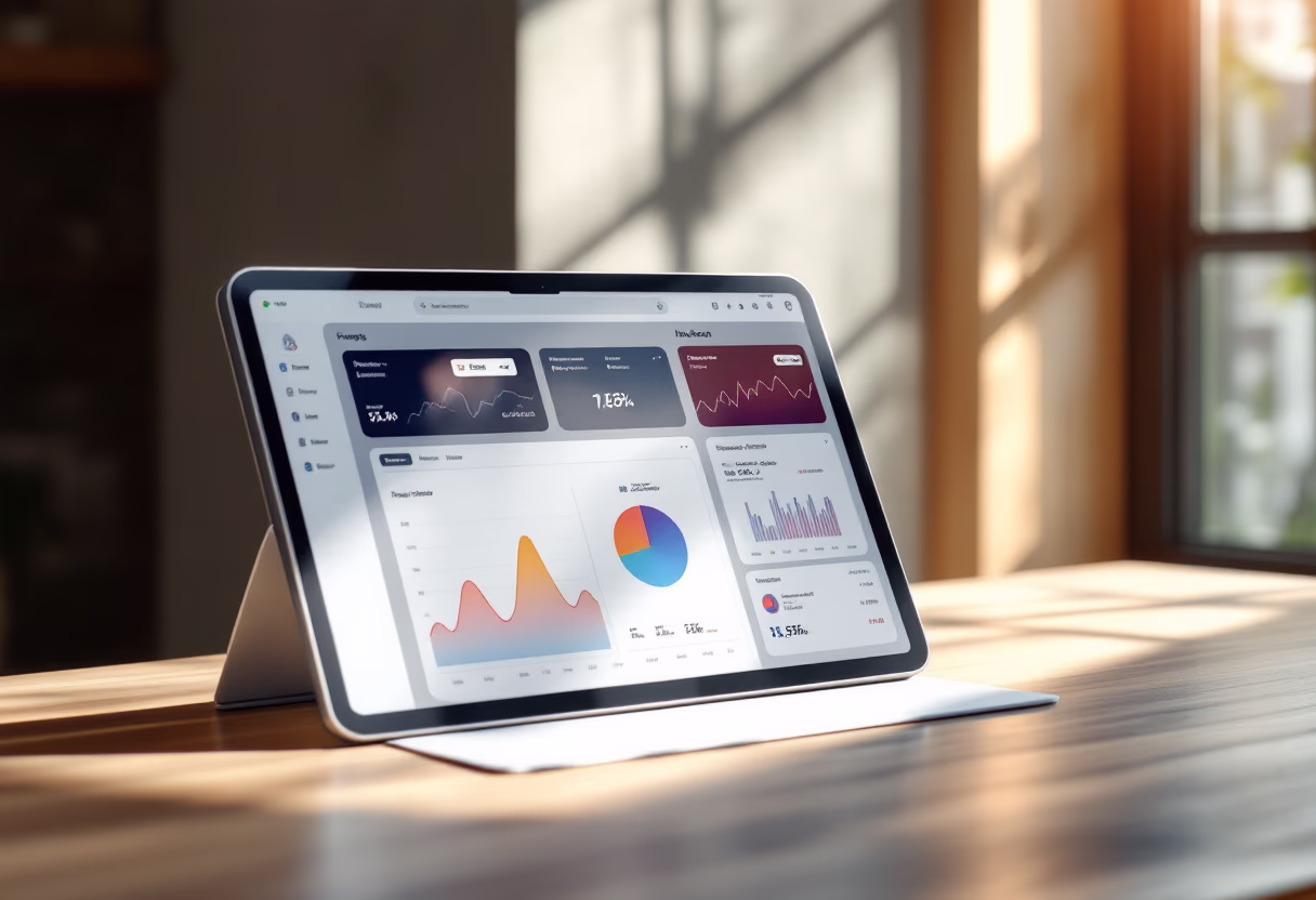 [interface] image of dashboard display on a tablet (for a ai fintech company)