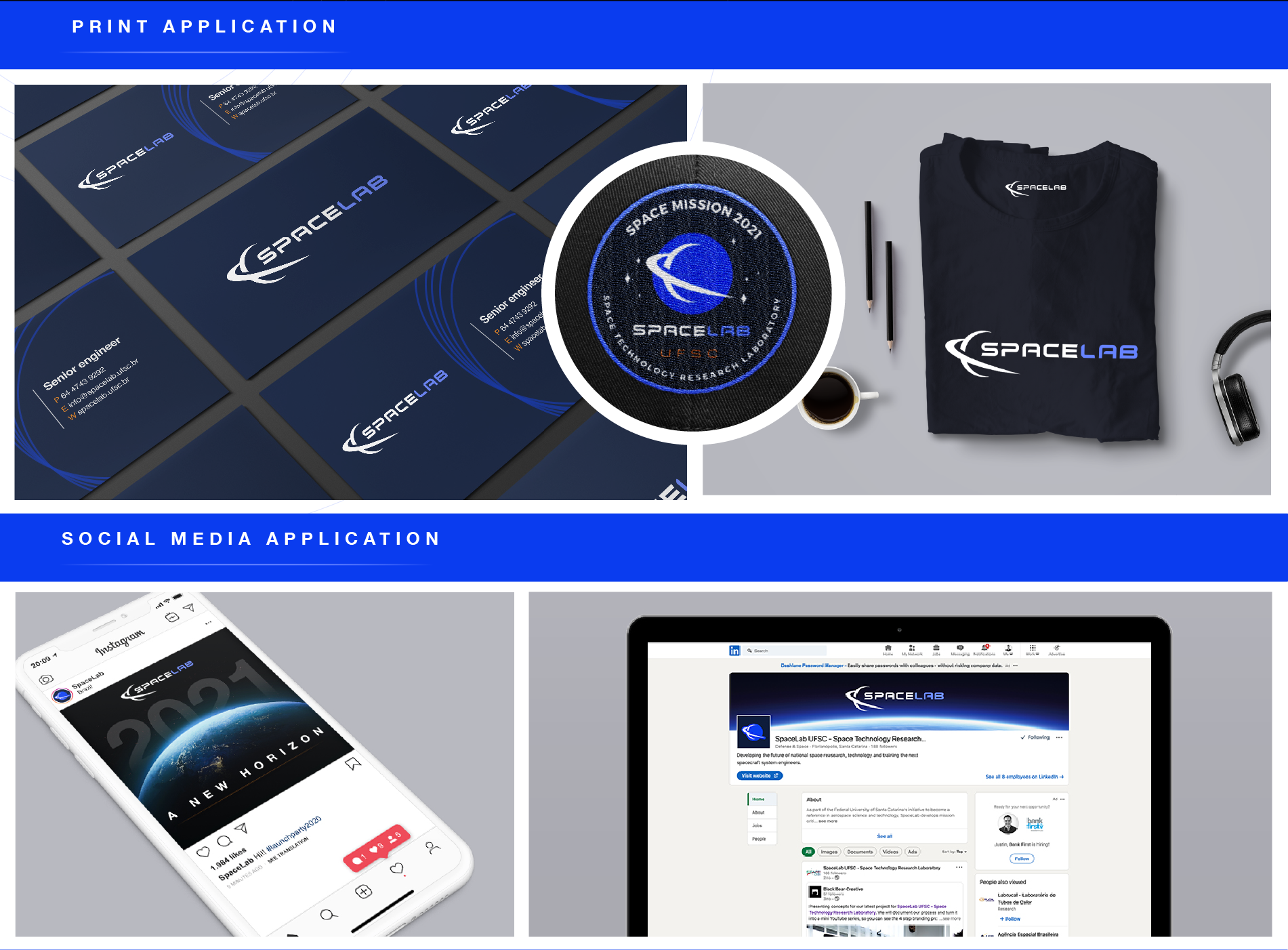 Spacelab's business cards, mission patch and t-shirt design
