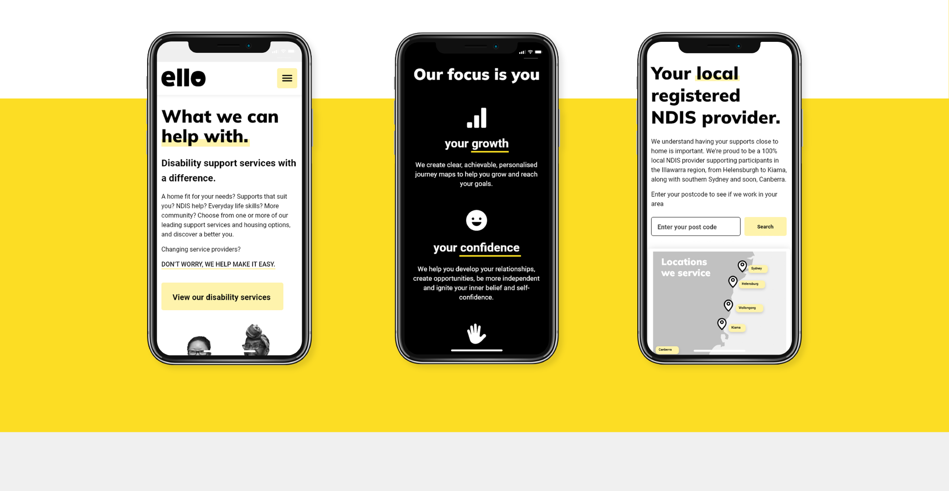 Ello Care's webiste design on iPhone mockup