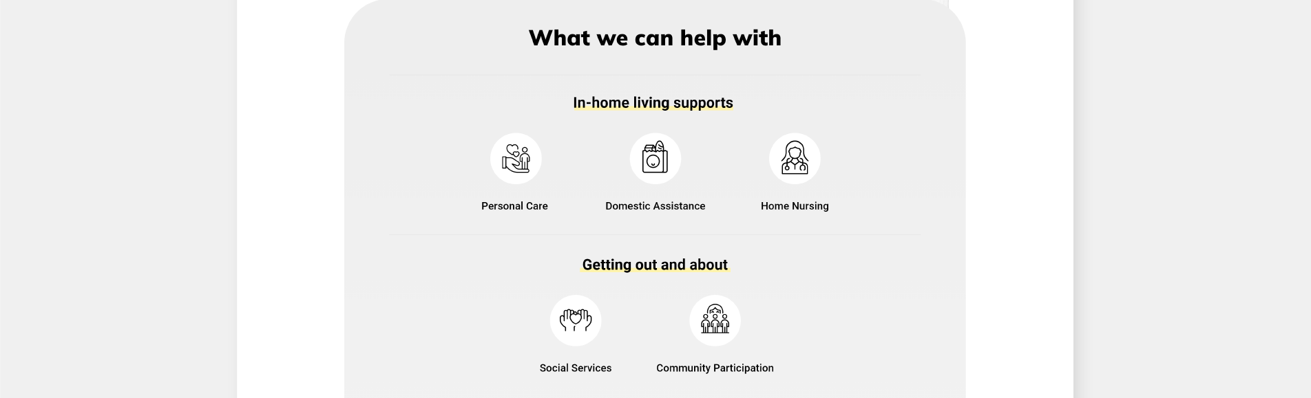 Home page scrolling - What can we help with