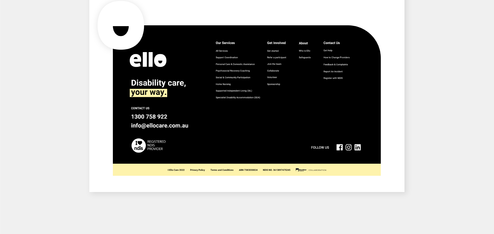 Home page scrolling - Footer section