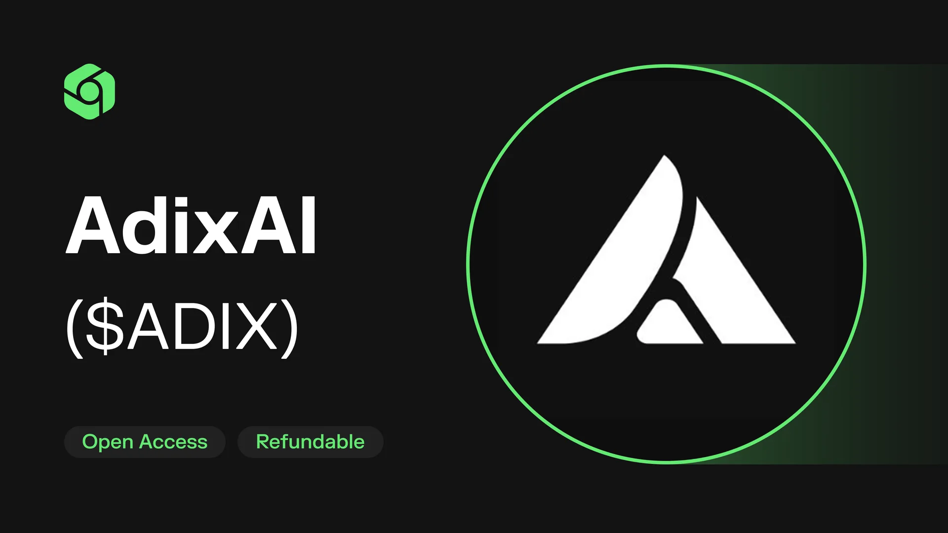 AdixAI ($ADIX) IDO card on CoinTerminal marked Open Access and Refundable