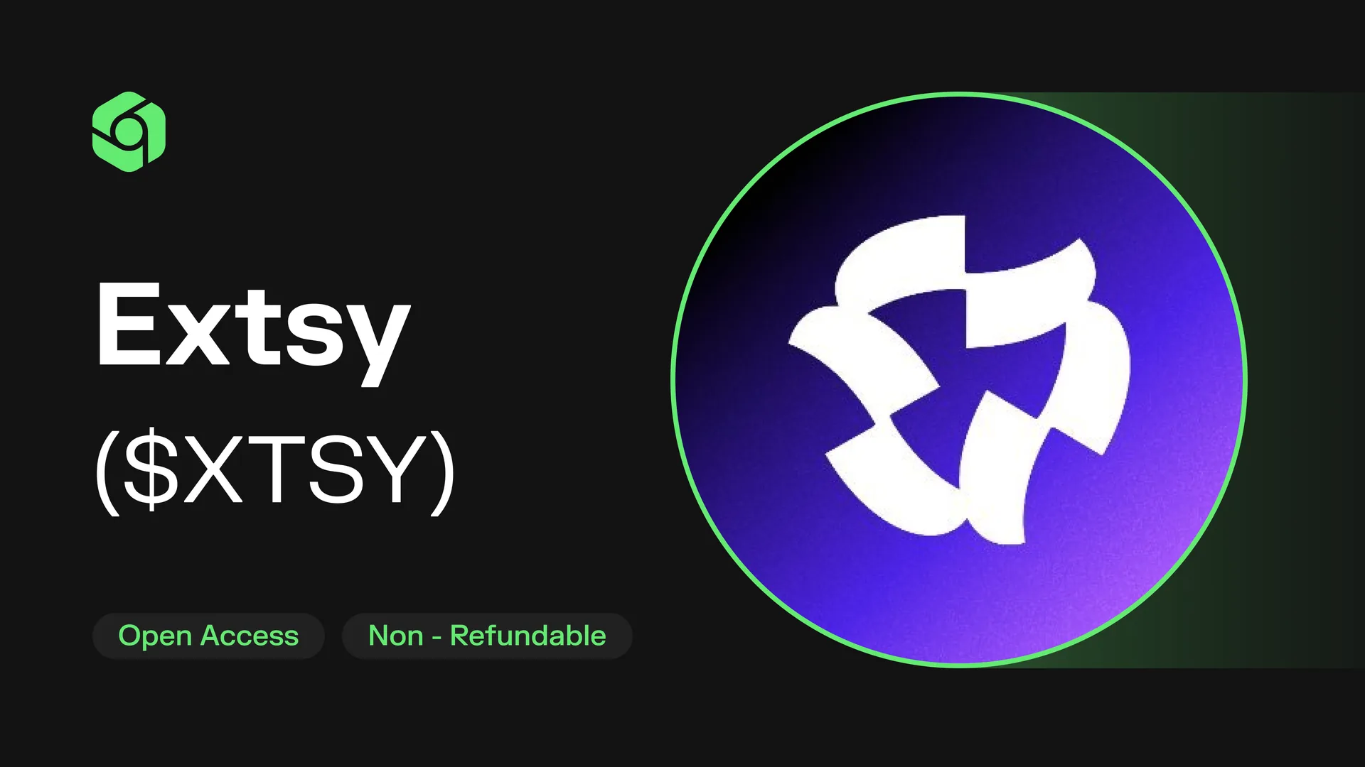 Extsy ($XTSY) IDO card on CoinTerminal marked Open Access and Non-Refundable
