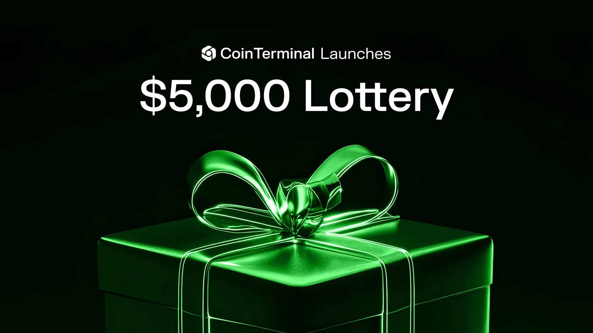 CoinTerminal Launches $5,000 Lottery above a green ribboned gift box