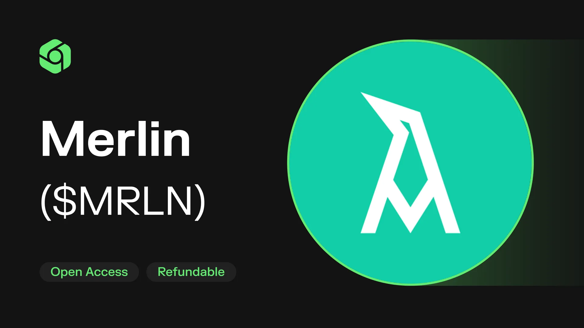 Merlin ($MRLN) IDO card on CoinTerminal marked Open Access and Refundable