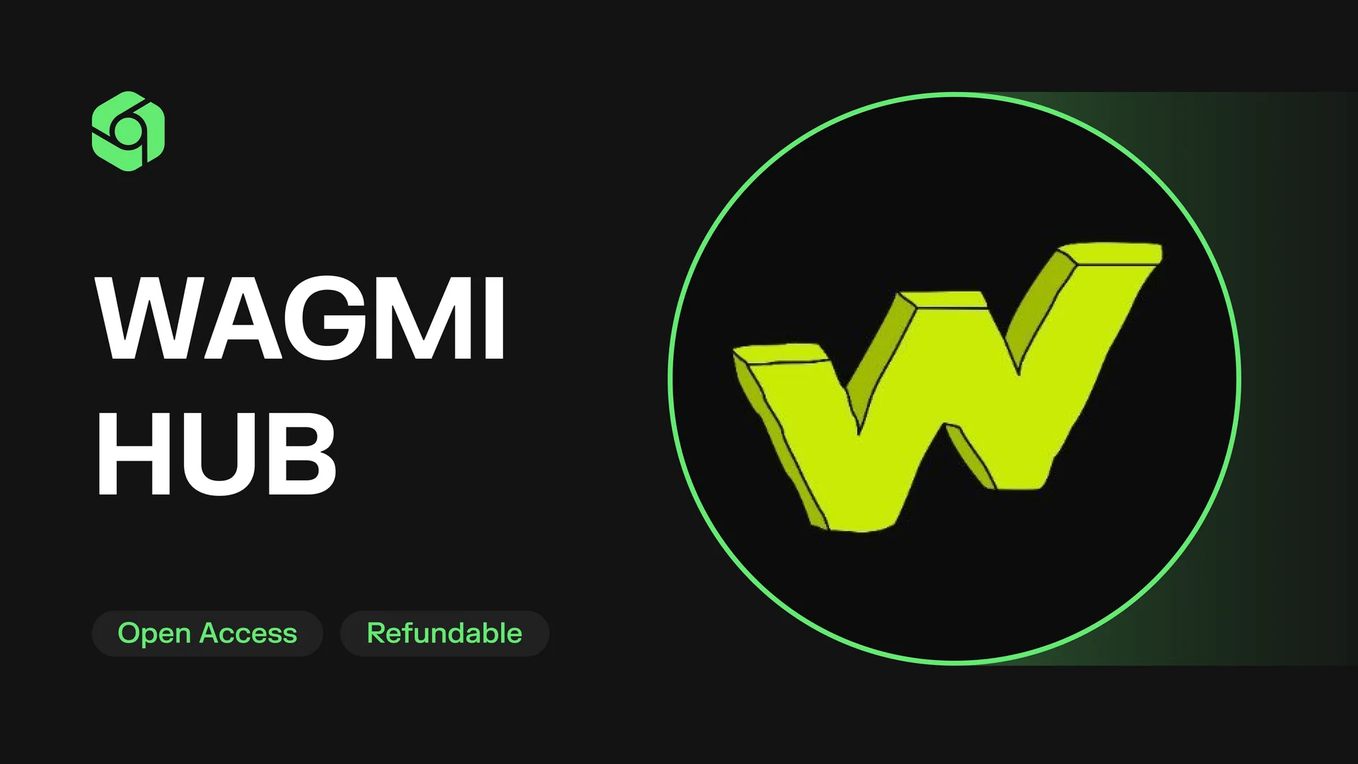 WAGMI HUB IDO card on CoinTerminal marked Open Access and Refundable