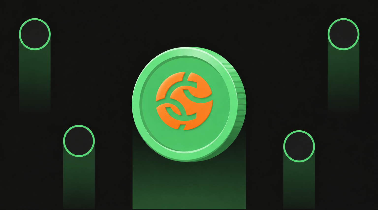 Cover illustration for a 2026 guide to careers at Chainalysis, showing a 3D medallion carrying the Chainalysis logo centred on a dark background in CoinTerminal's green