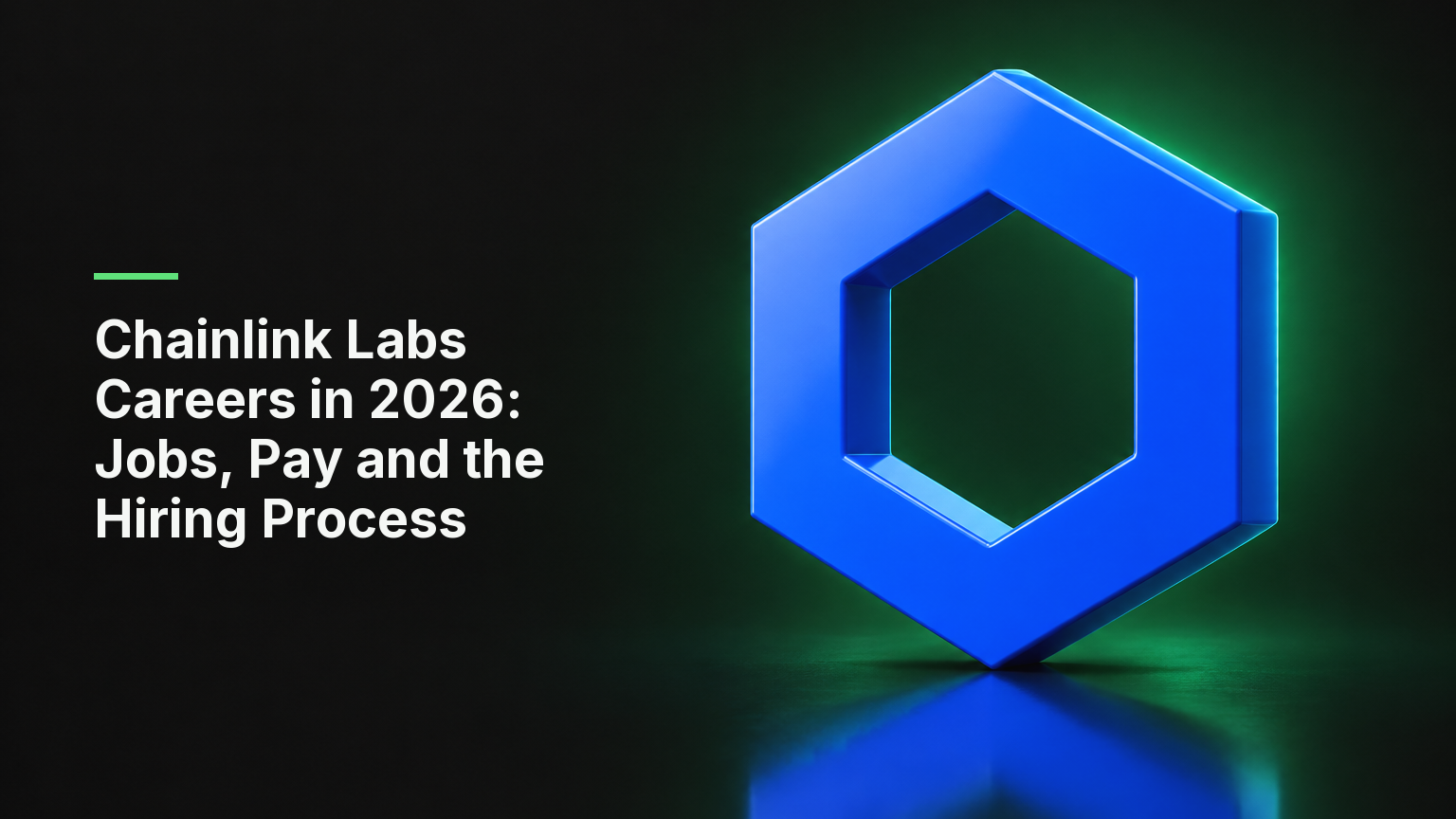 "Chainlink Labs Careers in 2026: Jobs, Pay and the Hiring Process" - cover showing a 3D Chainlink Labs coin on a dark background with CoinTerminal green light