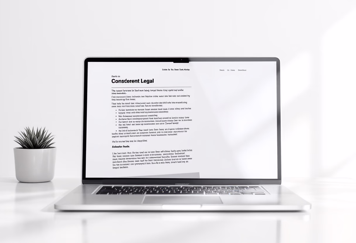 image of mobile device with legal article displayed for legal tech in a bright white style