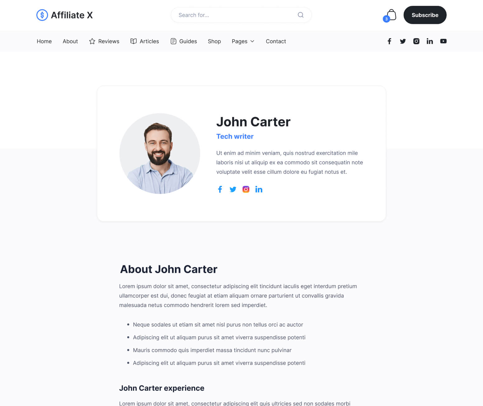 Affiliate X - Author Single Page - Affiliate Blog Site Webflow Template