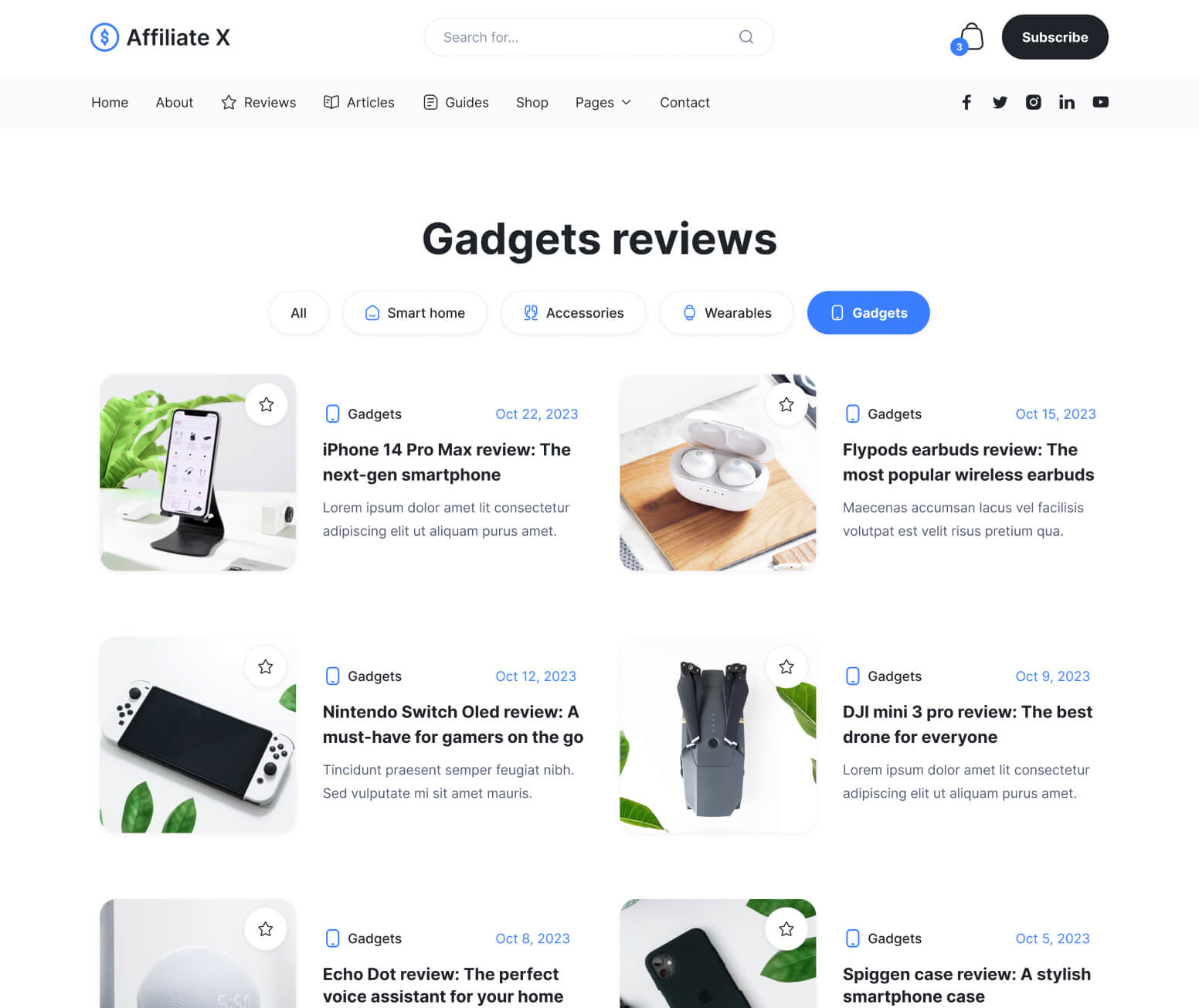 Affiliate X - Reviews Category Page - Affiliate Blog Site Webflow Template