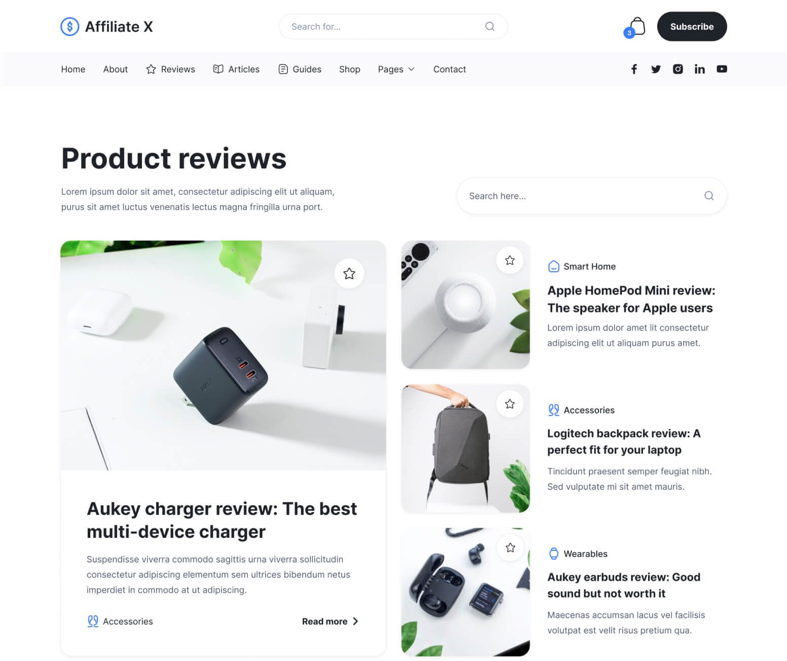Affiliate X - Reviews V3 Page - Affiliate Blog Site Webflow Template