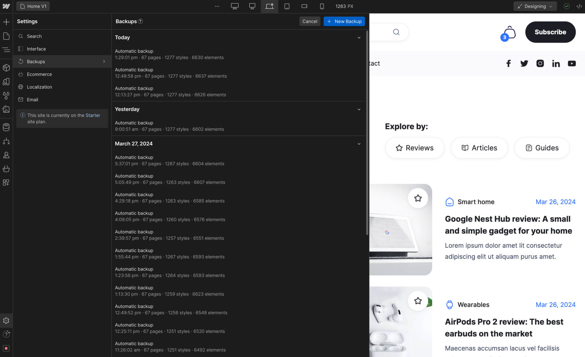 Backups - Affiliate X Webflow Template