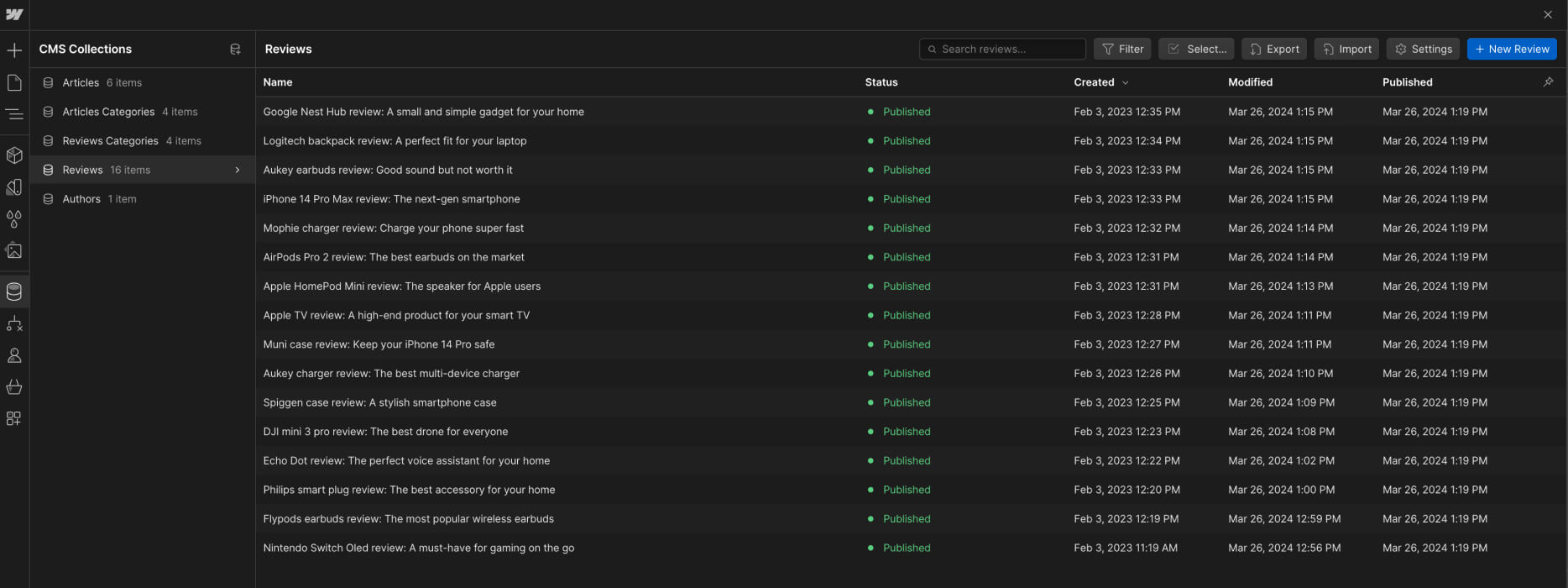 CMS Collection - Affiliate X Webflow Template