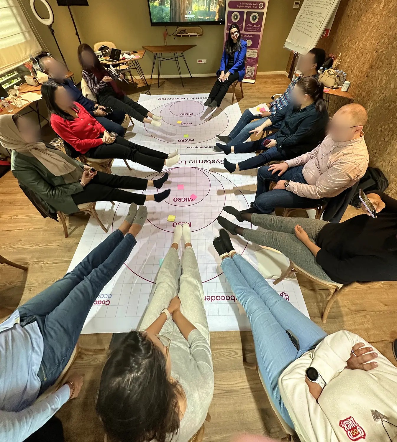 Jihane Labib facilitating an executive coaching workshop with C-suite leaders and senior executives in the Gulf region, UAE