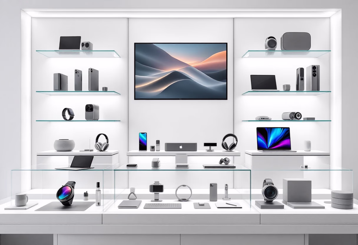 [background image] retail setting (for a tech gadgets store)