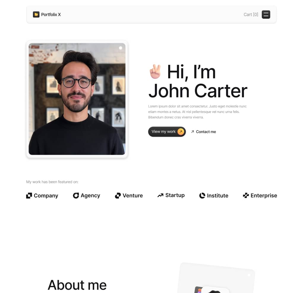Portfolix X - About Page - Personal Portfolio Webflow Template